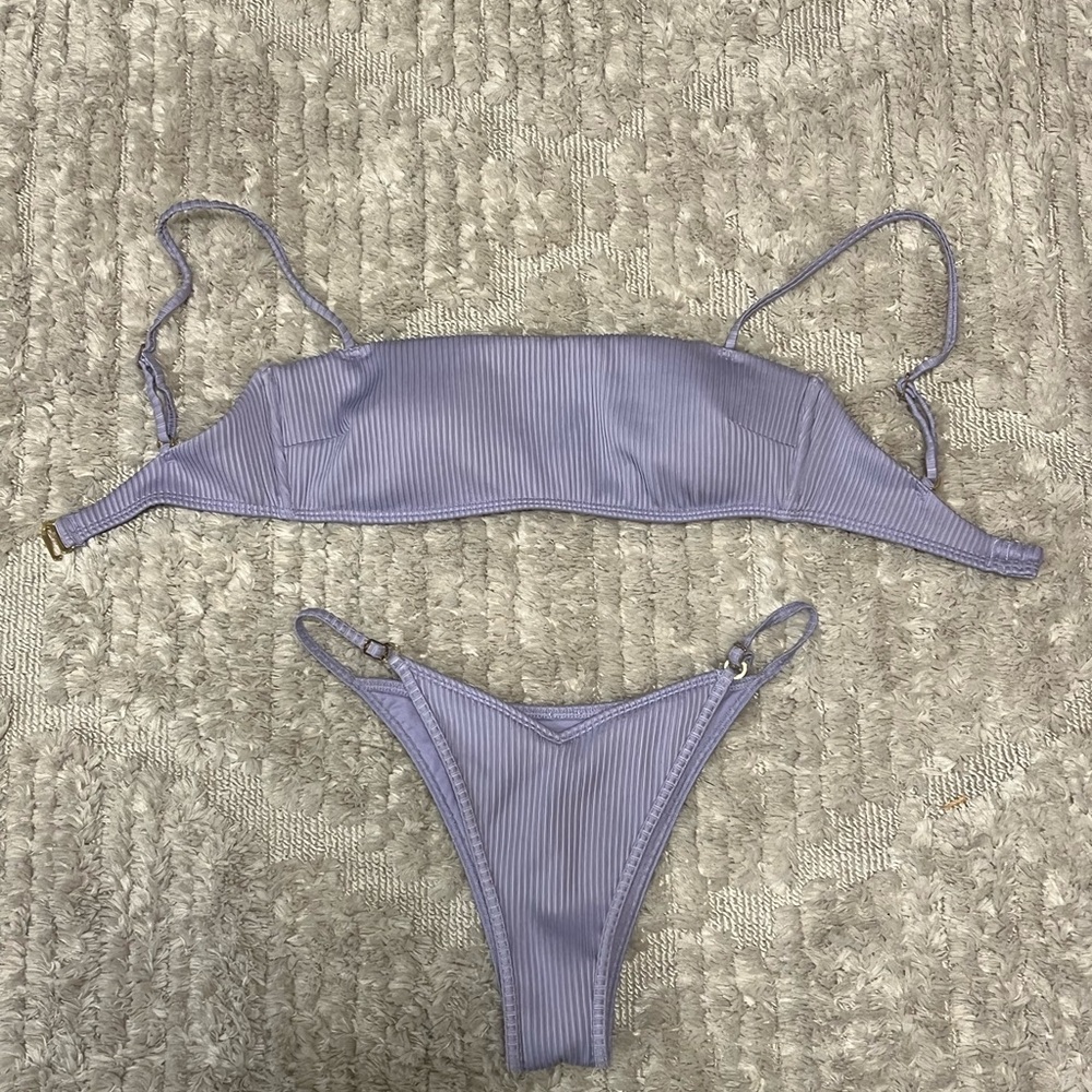 Hollister Purple Ribbed High Waist Bikini